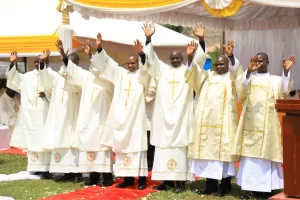 Deacons during ordination