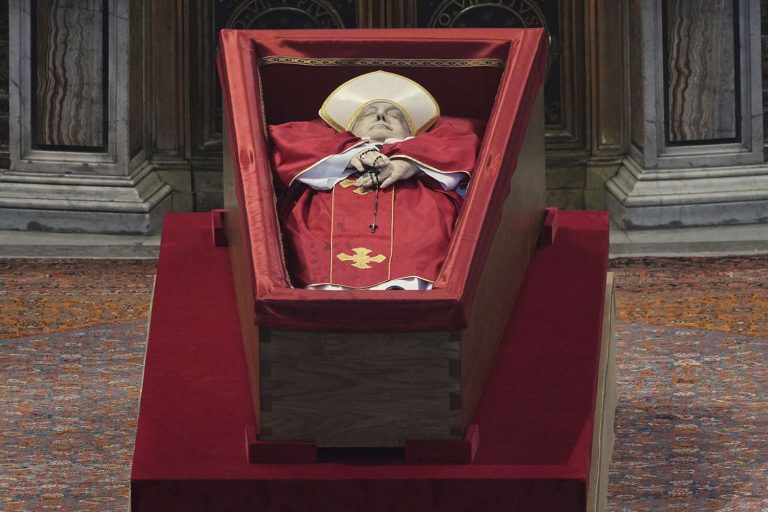Pope Francis Lies in State in Open Casket at St. Peter's Basilica