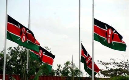 Kenyan flag at half mast