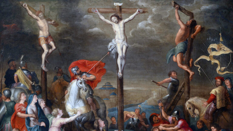 Saint Longinus spearing Jesus